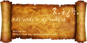 Káplár Árpád névjegykártya