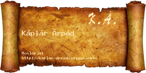 Káplár Árpád névjegykártya