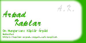 arpad kaplar business card